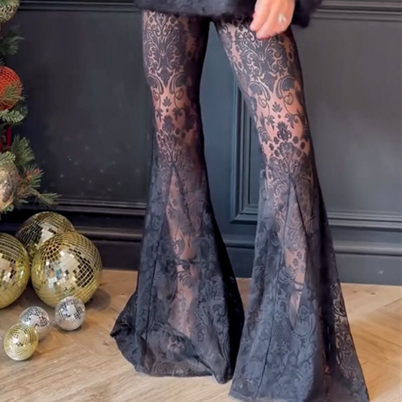 Bella Women's Suit | Chic Lace Blazer and Flared Pants Set 9