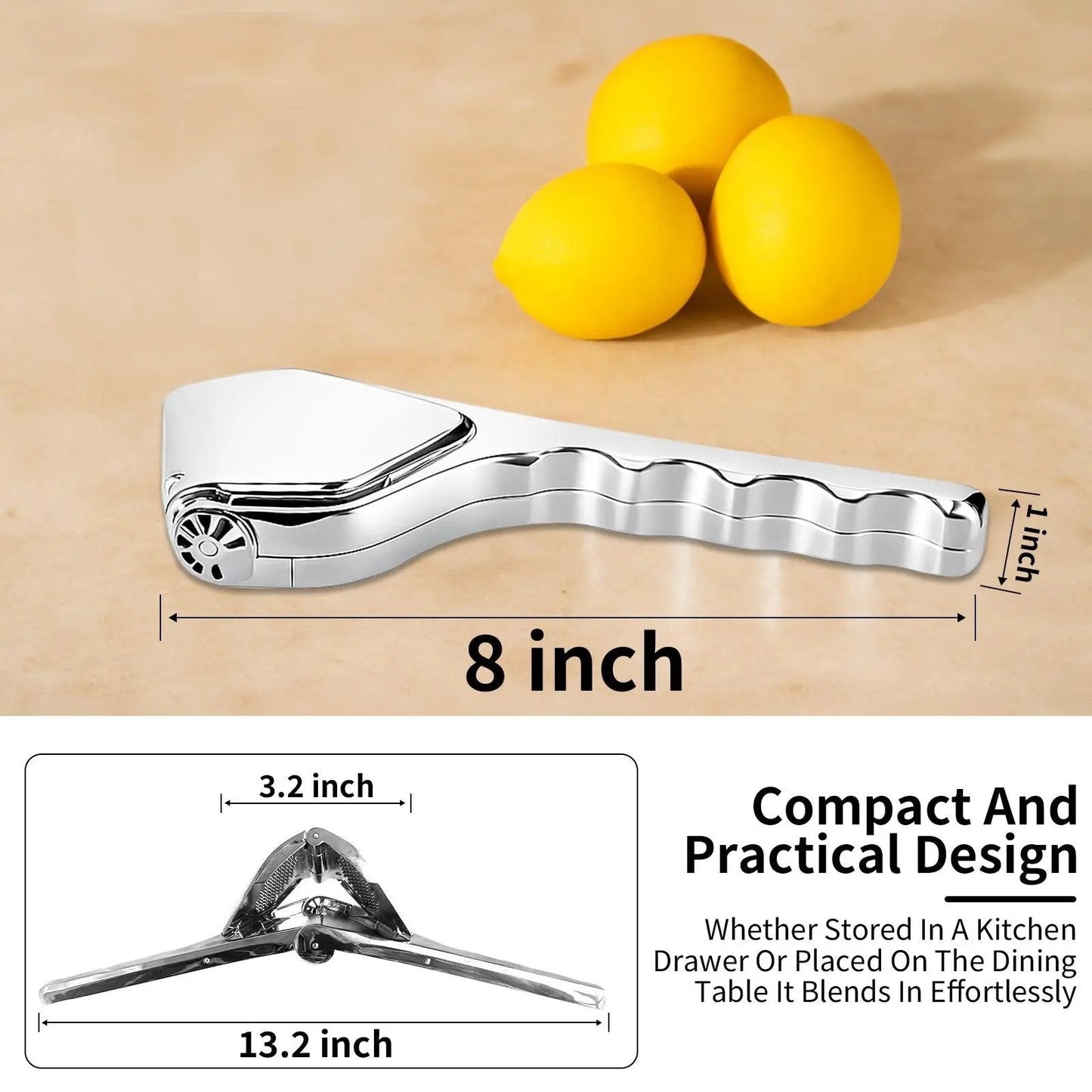 Fresco Citrus Squeezer | Heavy Duty Stainless Steel Lemon and Lime Juicer 8