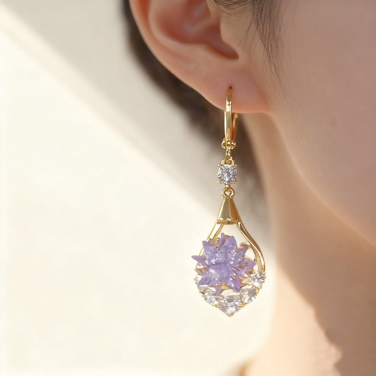 Frosty Floral Earrings | 18K Gold Plated, Cubic Zirconia for Women 2