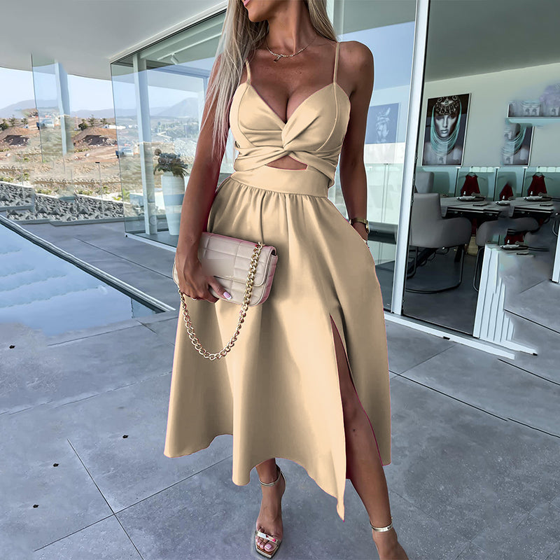 Sienna Spaghetti Strap Dress | Elegant Black Cocktail Dress with High Slit 13