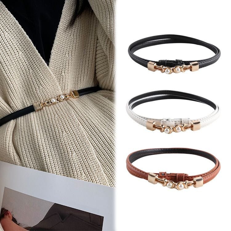 Bella Fashion Belt | Pearl Buckle Elegance - Hartwella
