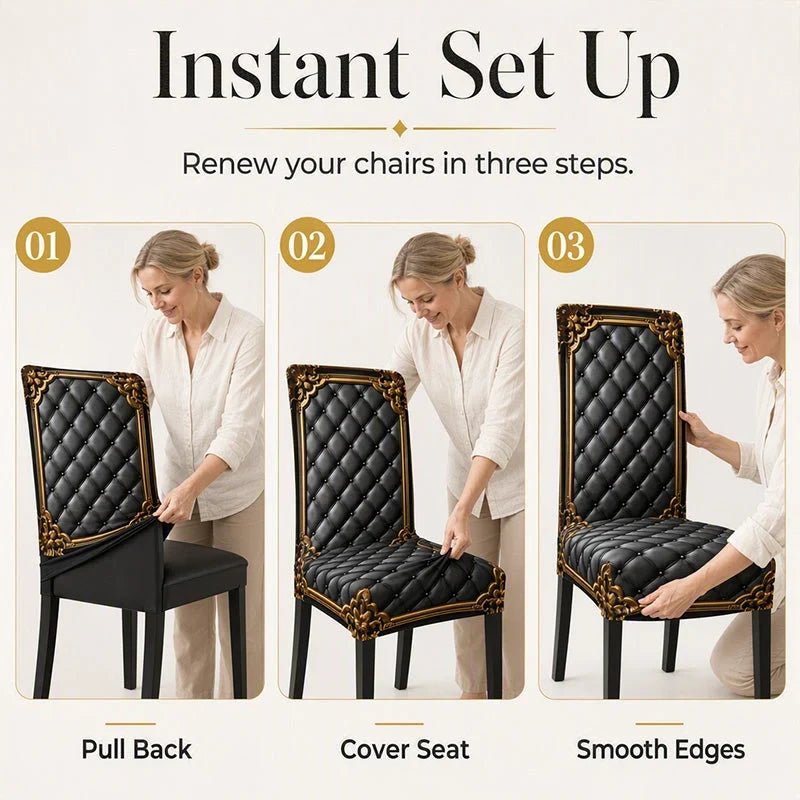 Brenno Dining Chair Cover | Washable, High-Density Polyester, Baroque Design - Hartwella