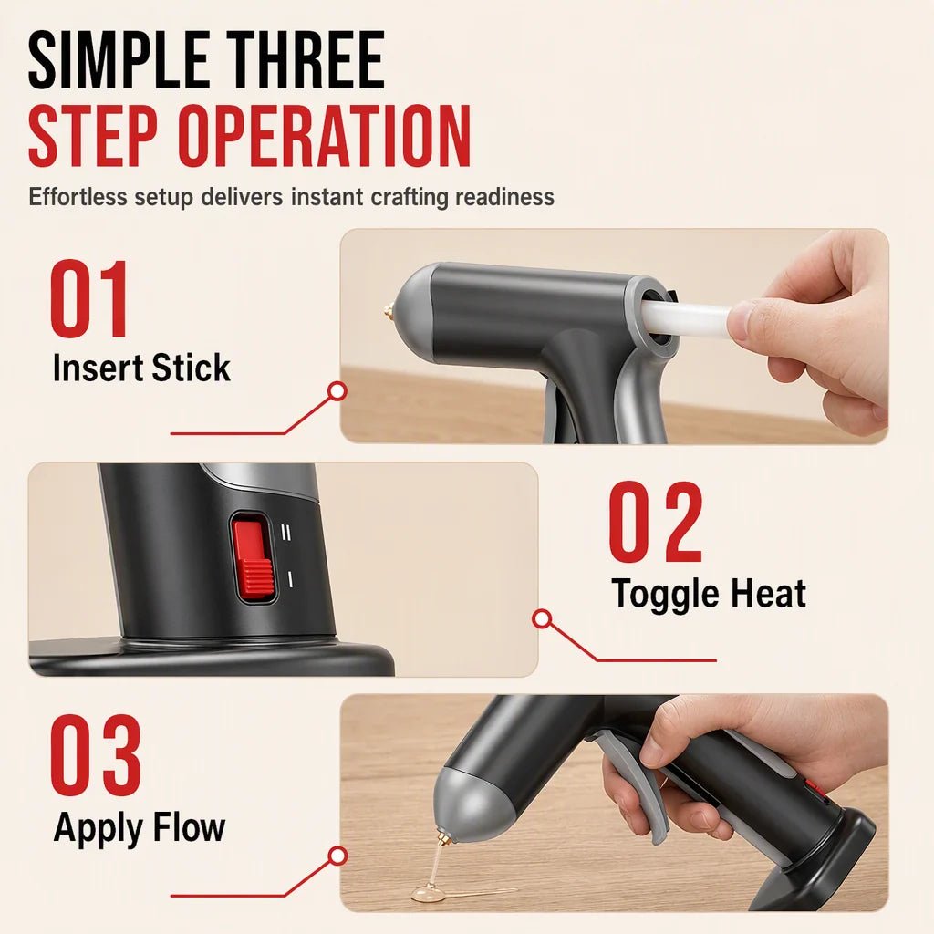 Cora Cordless Hot Glue Gun Set | 2000mAh Rechargeable, Copper Nozzle, 10 Glue Sticks - Hartwella