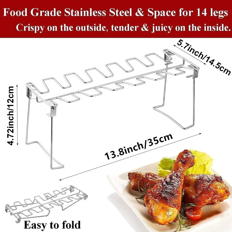 CrispRack Chicken Leg Holder | Food - Grade Stainless Steel, Holds Up to 14 Legs - Hartwella