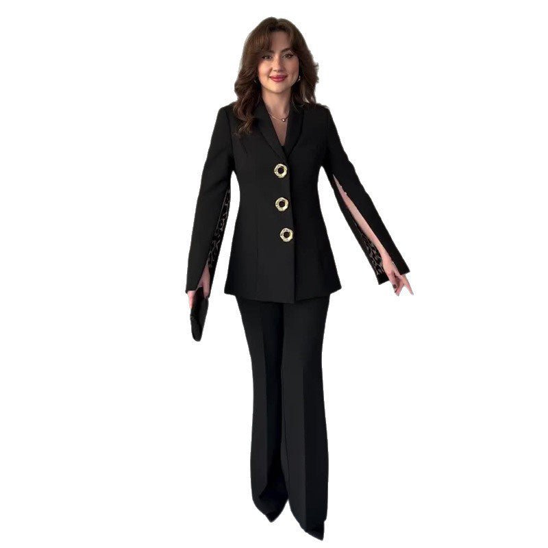 Elysia Blazer & Pants Set | Elegant Split Sleeve Design - Hartwella