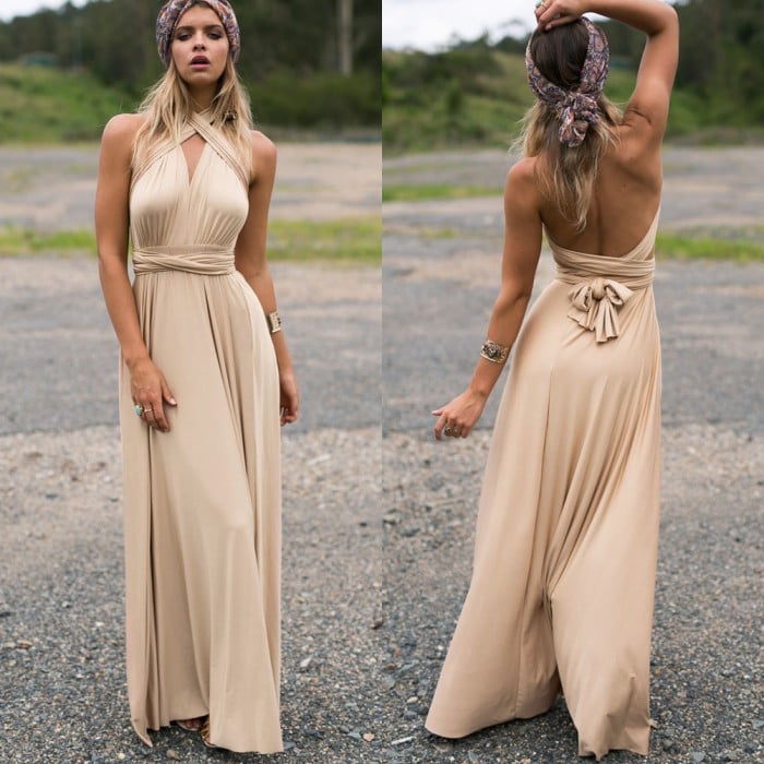 Elysia Maxi Dress | Convertible Black Maxi, Multi - Way Style for Women - Hartwella