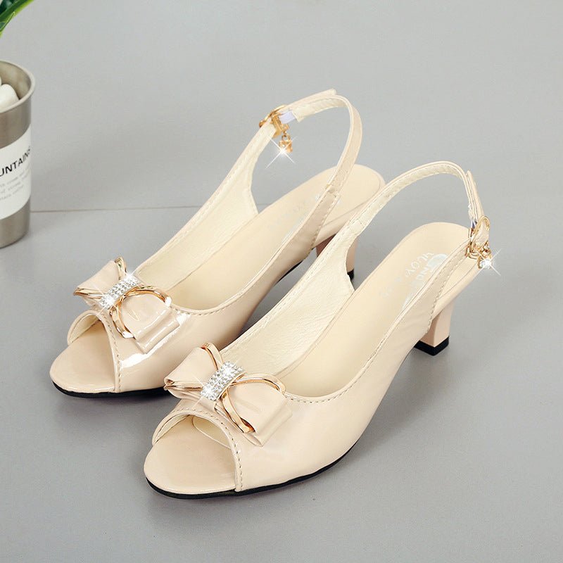 Elysia Slingback Sandals | Elegant Bow Decoration, Comfortable Mid - Heel - Hartwella