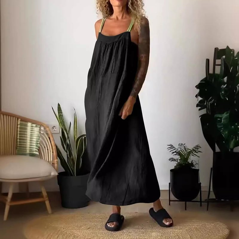 Elysia Women's Dress | Breathable Cotton Linen, Minimalist Design, Plus Size Available - Hartwella