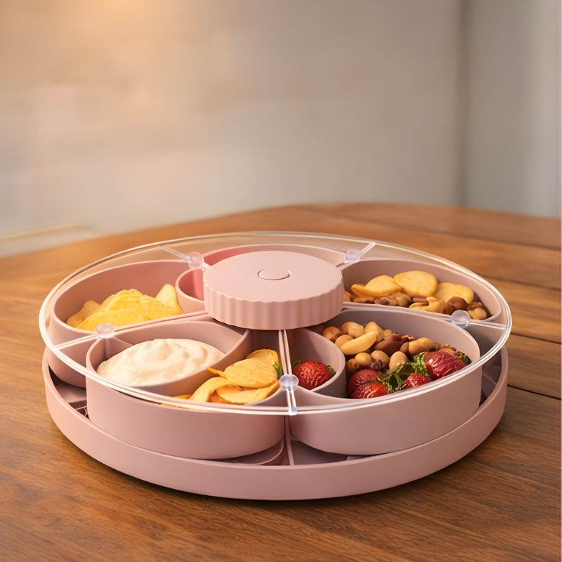 Garnet Snack Tray | Rotating 5 - Compartment Design, Food - Safe Plastic - Hartwella