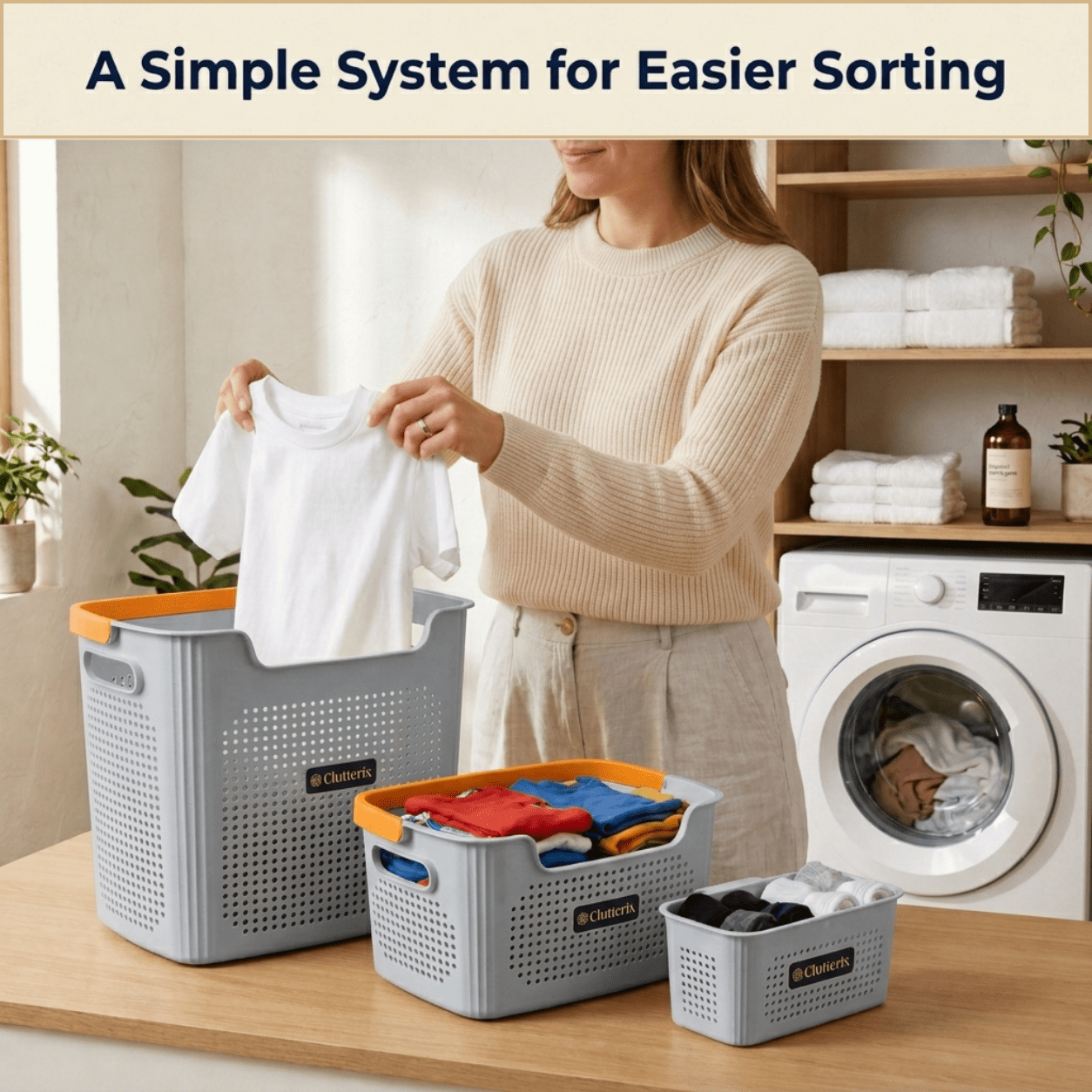 Luna Laundry Basket System | 4-Piece Space-Saving Set - Hartwella
