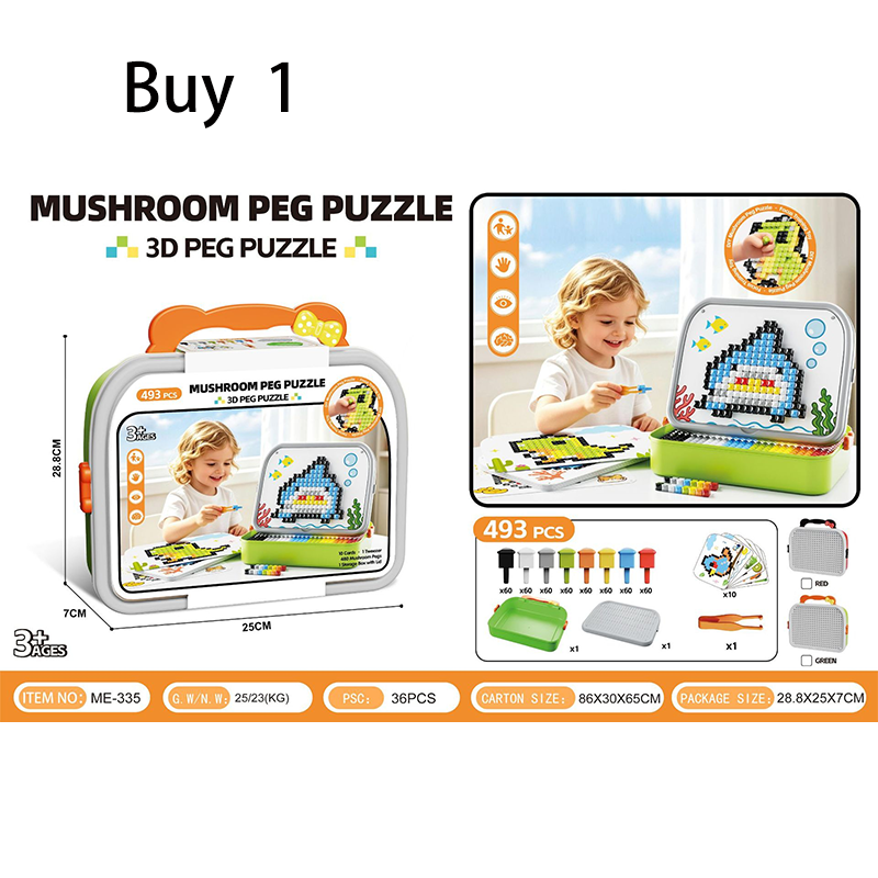 Milo 3D Mushroom Peg Puzzle | 492 Colorful Pieces, Durable Plastic - Hartwella