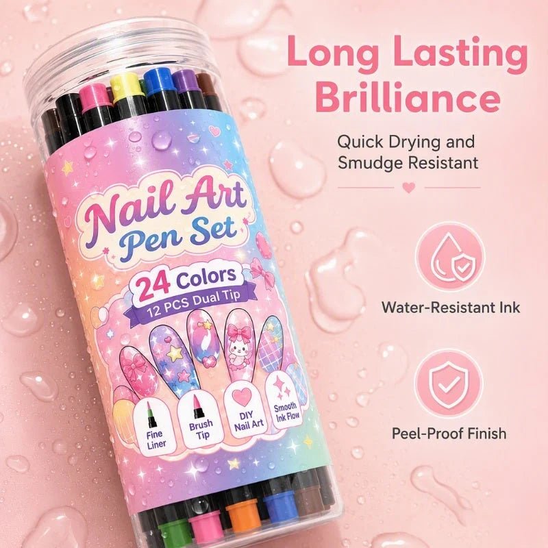 Nexa Nail Art Pens | Dual-Tip Design, 24 Vibrant Colors for Creative Nail Designs - Hartwella