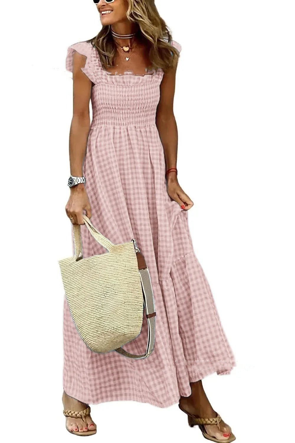 Pina Maxi Dress | Flattering Smocked Bodice, Lightweight Summer Dress - Hartwella
