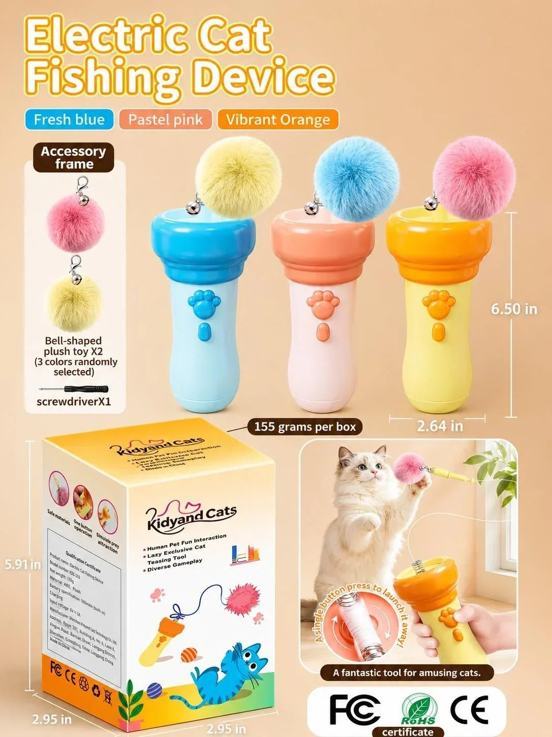 Pouncy™ Cat Pom-Pom Ball Launcher - Hartwella
