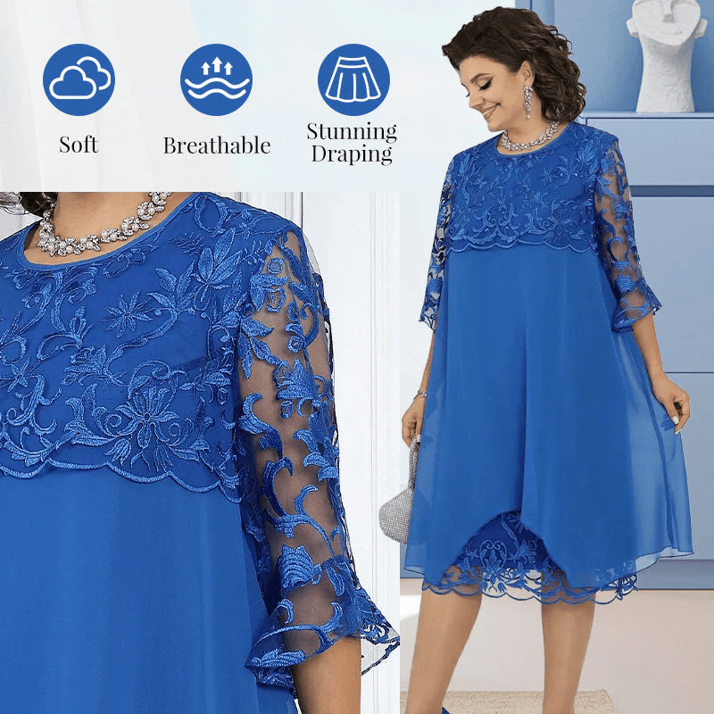 Serene Lace Dress | Breathable, Plus Size Available, Knee - Length Summer Style - Hartwella