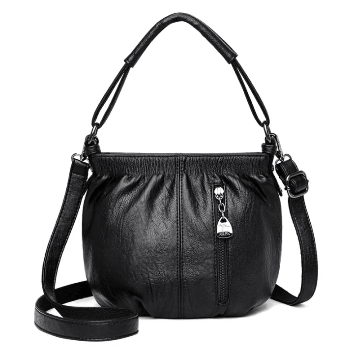 Vela Crossbody Bag | Soft PU Leather, Adjustable Strap, Three Zippered Compartments - Hartwella