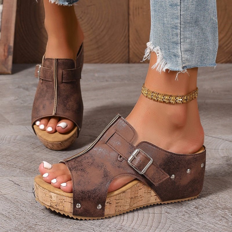 Wendy Wedge Sandals | Peep Toe, Comfortable Design - Hartwella