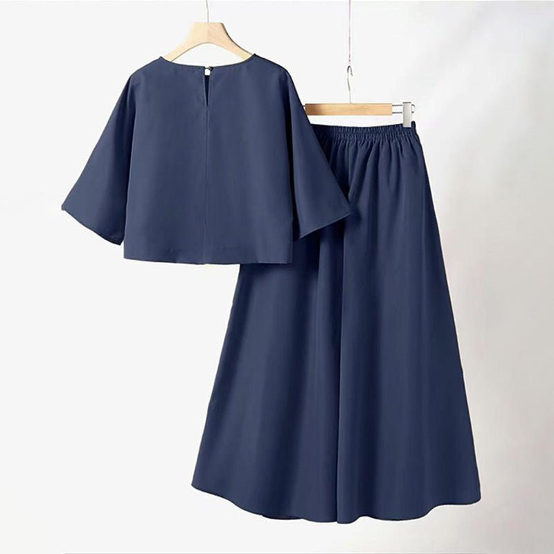 Wendy Women's Set | Comfortable Loungewear Two Piece Set with Loose - Fit T-Shirt and Wide - Leg Pants - Hartwella