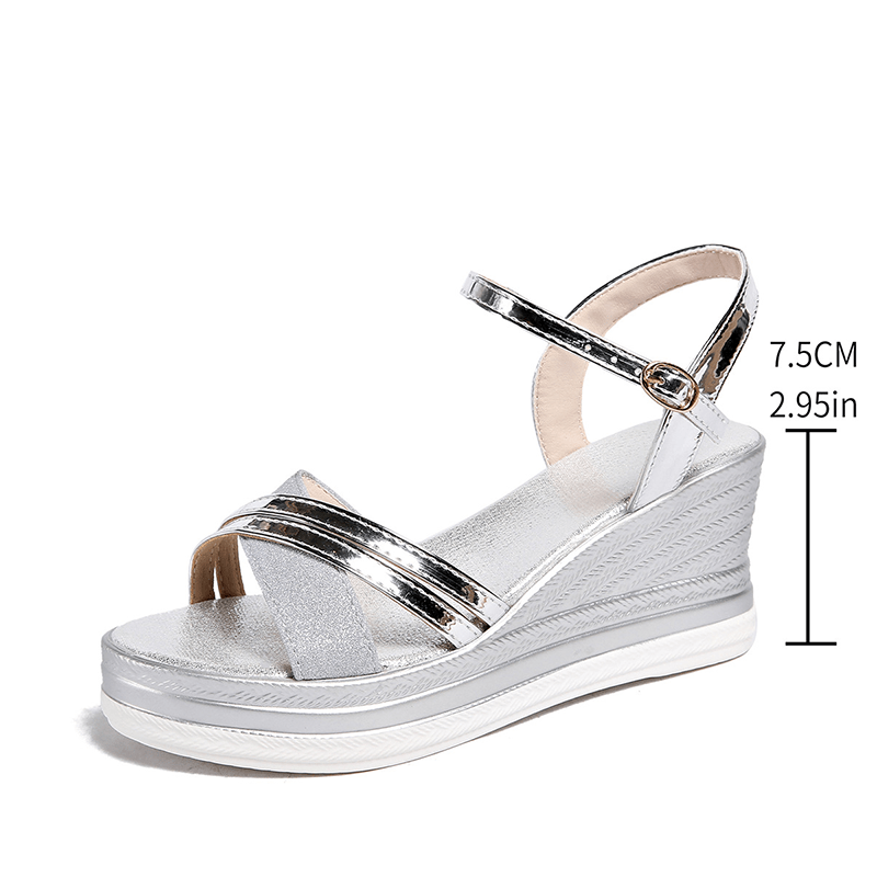 Wina Wedge Sandals for Women | Gold, Elegant Open Toe, Adjustable Ankle Strap - Hartwella