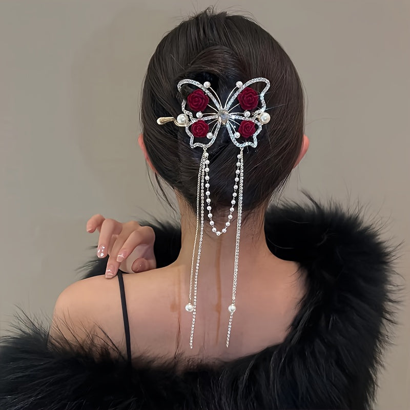 Bella Butterfly Hairpin | Rhinestone Elegance 4