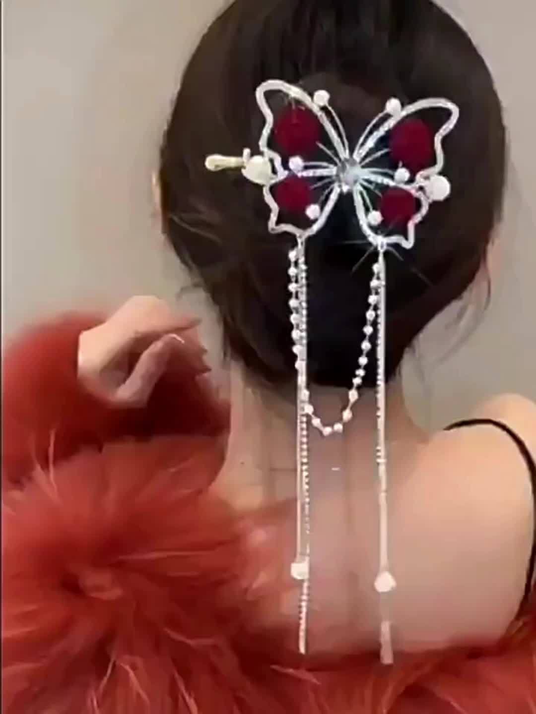 Bella Butterfly Hairpin | Rhinestone Elegance 7
