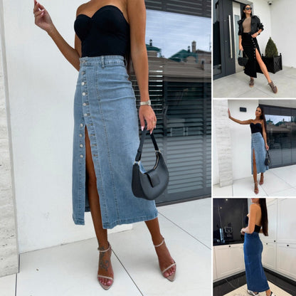 Bella Denim Skirt | Button Closure, Bodycon Fit 1