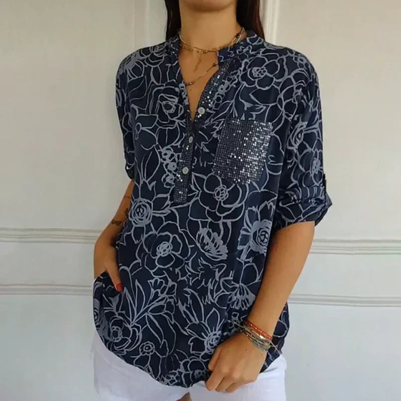 Bella Floral Shirt | V-Neck, Soft Fabric 5