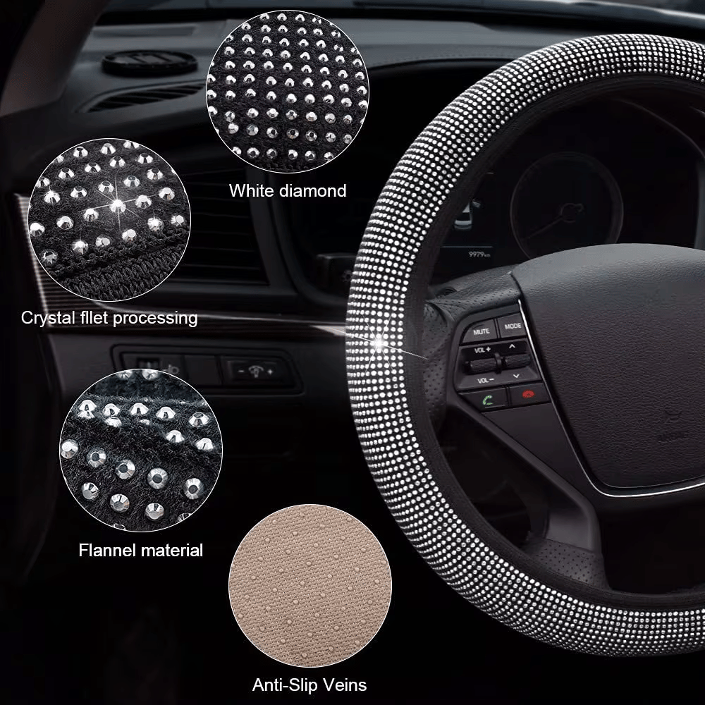 Bling Crystal Steering Wheel Cover | Rhinestone Design, Anti-Slip, Comfortable Fit 2