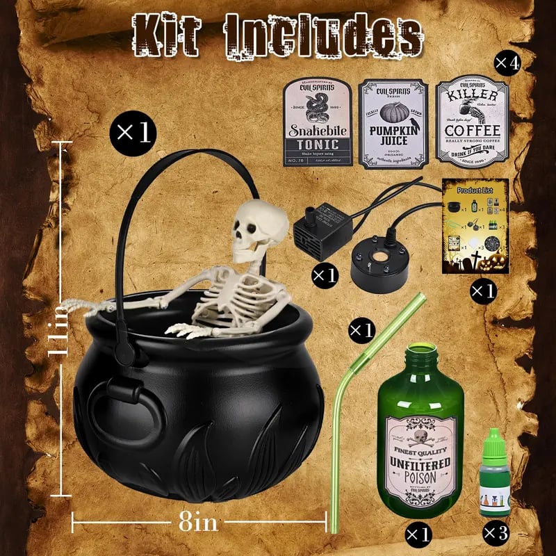 Bramble Halloween Cauldron Decor | Floating Potion Bottle with Mist Maker, Indoor Halloween Decorations 4