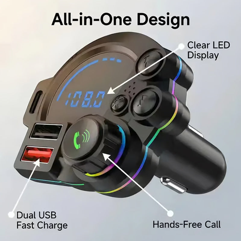 Breeze Bluetooth FM Transmitter for Car | Dual USB Fast Charging, Enhanced Bass Sound 0
