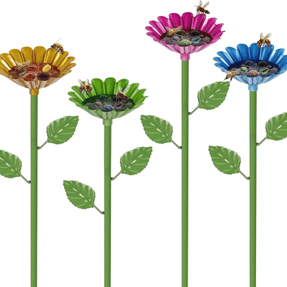 Buzzy Flower Feeder | Metal Bee and Butterfly Water Station 0