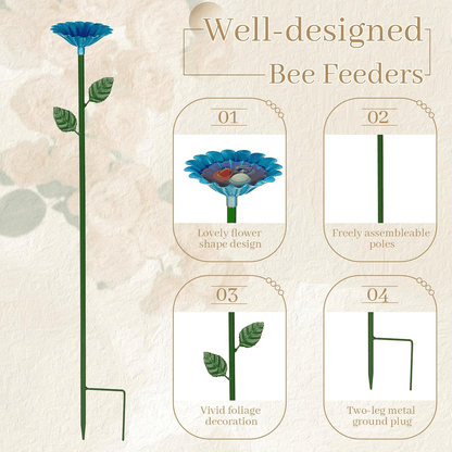 Buzzy Flower Feeder | Metal Bee and Butterfly Water Station 6