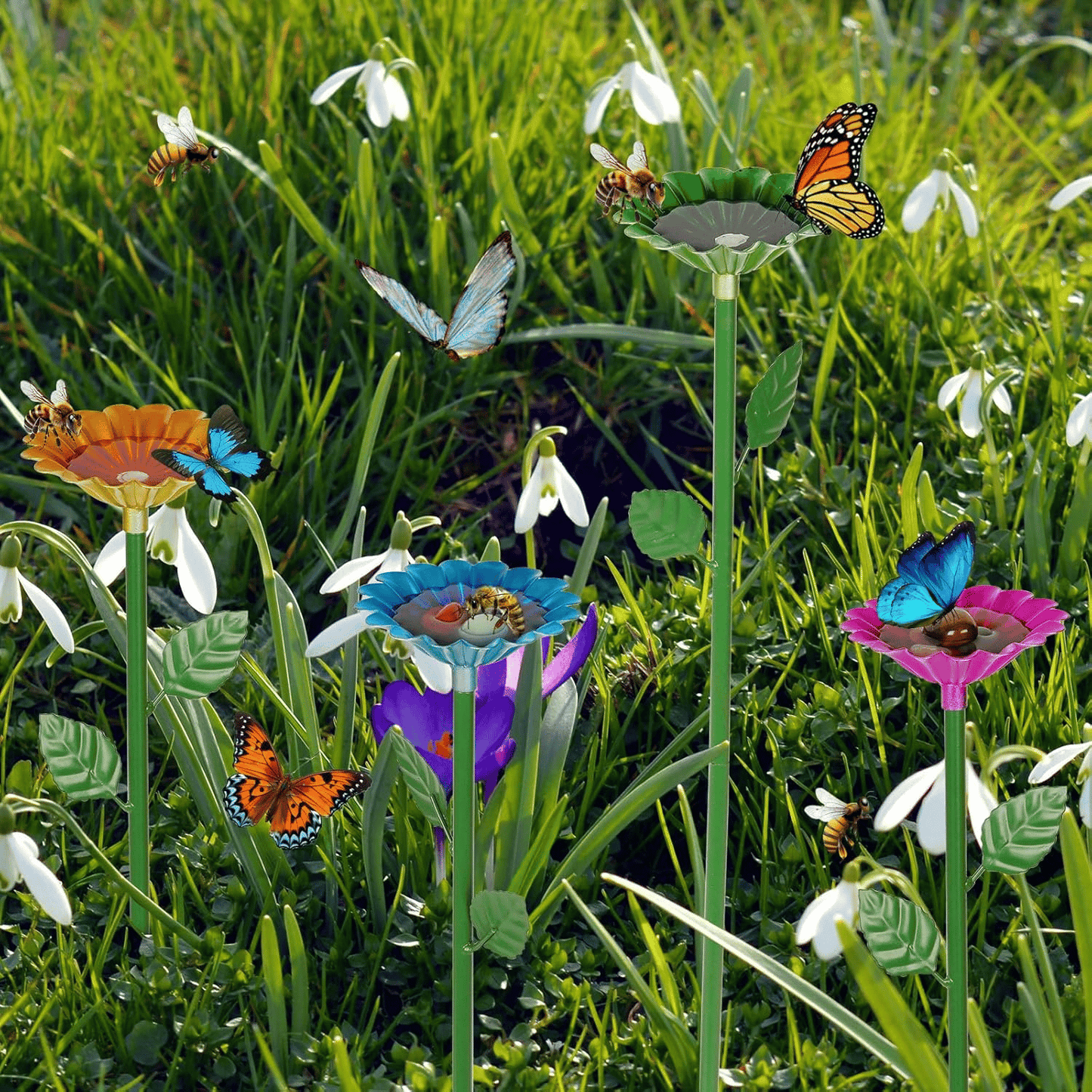 Buzzy Flower Feeder | Metal Bee and Butterfly Water Station 7