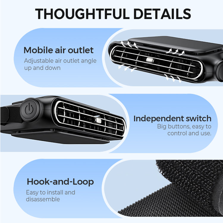 Caro Car Seat Fan | Dual-Turbine, USB Rechargeable, Adjustable Airflow 5
