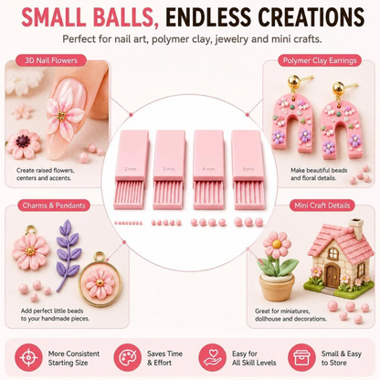 Cleo Clay Ball Maker Set | 3D Printed, Four Precision Sizes for Pottery and Polymer Clay Tools 2