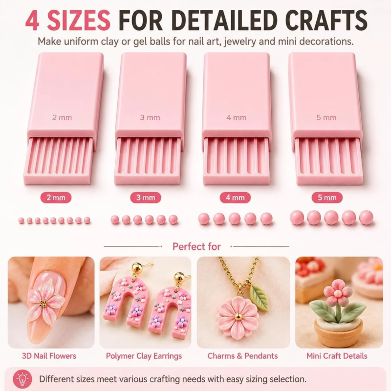 Cleo Clay Ball Maker Set | 3D Printed, Four Precision Sizes for Pottery and Polymer Clay Tools 5