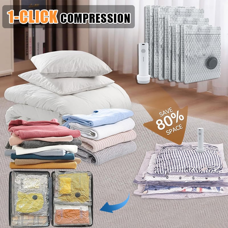 Cora Travel Vacuum Storage Bags | Cordless, USB-Rechargeable Pump 1