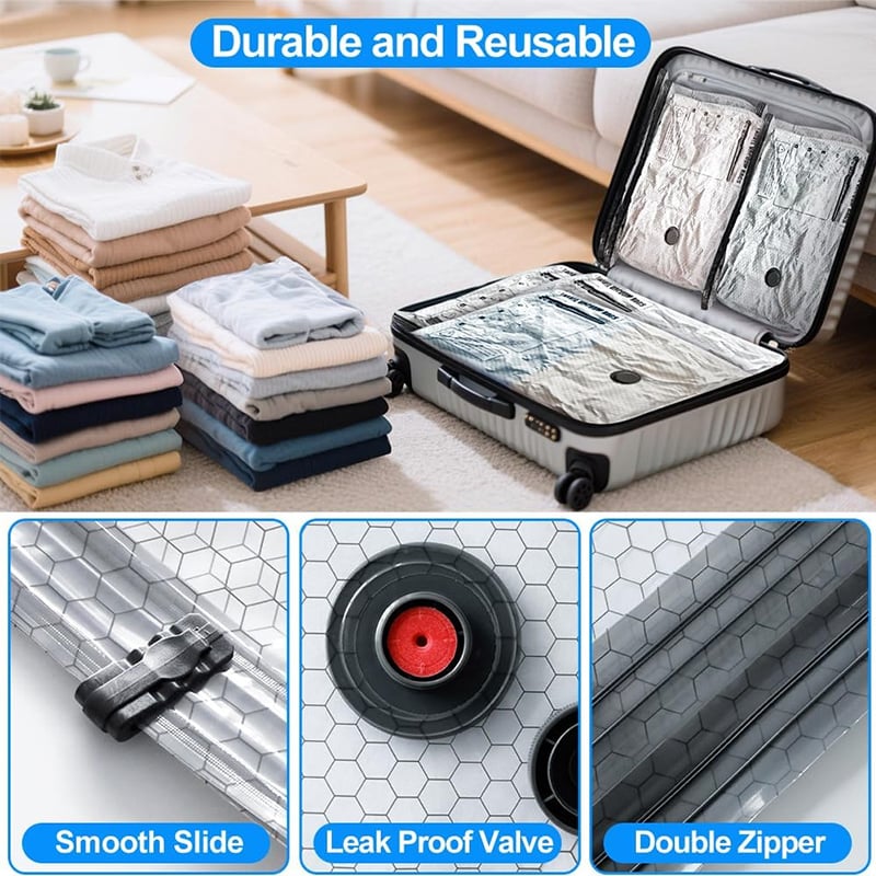 Cora Travel Vacuum Storage Bags | Cordless, USB-Rechargeable Pump 8