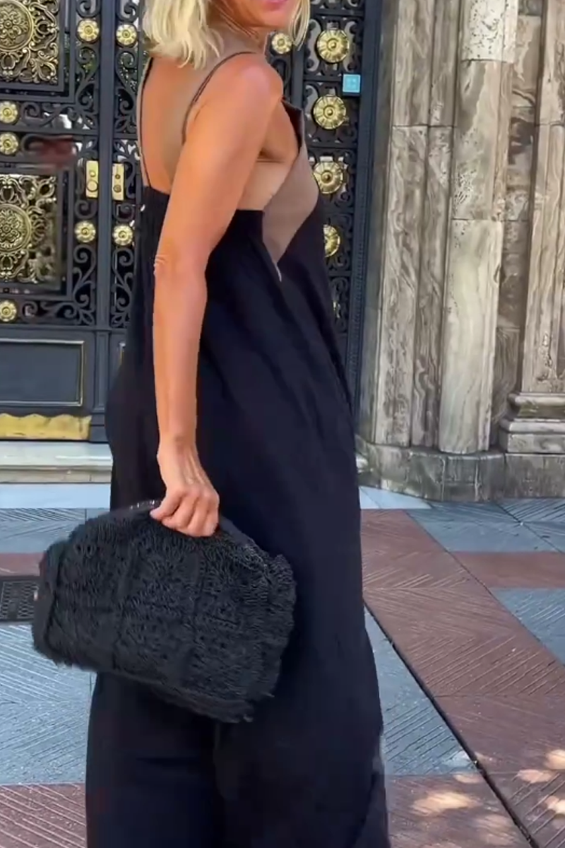 Cross Halter Neck Sleeveless Stitching Dress 3