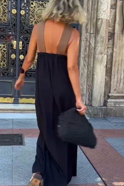 Cross Halter Neck Sleeveless Stitching Dress 4