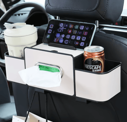 Cura Car Organizer | Waterproof Backseat Storage with Cup Holders and Tissue Box Slot 3