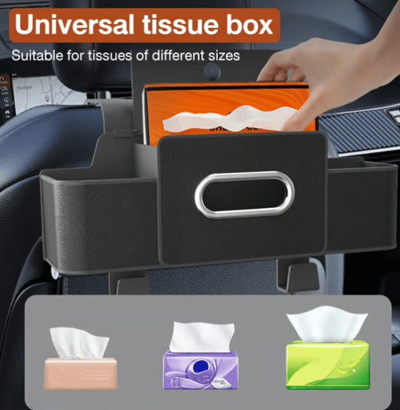 Cura Car Organizer | Waterproof Backseat Storage with Cup Holders and Tissue Box Slot 7
