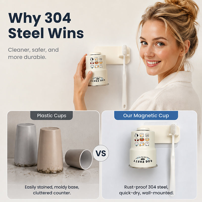 Daro Mouthwash Cup | Magnetic Drainage, Food-Grade Stainless Steel 2
