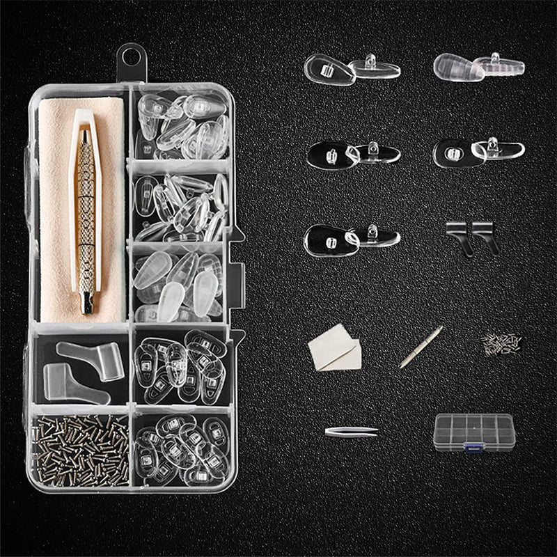 Elios Eyeglass Repair Kit | Complete Silicone Nose Pads with Screws and Tools 1