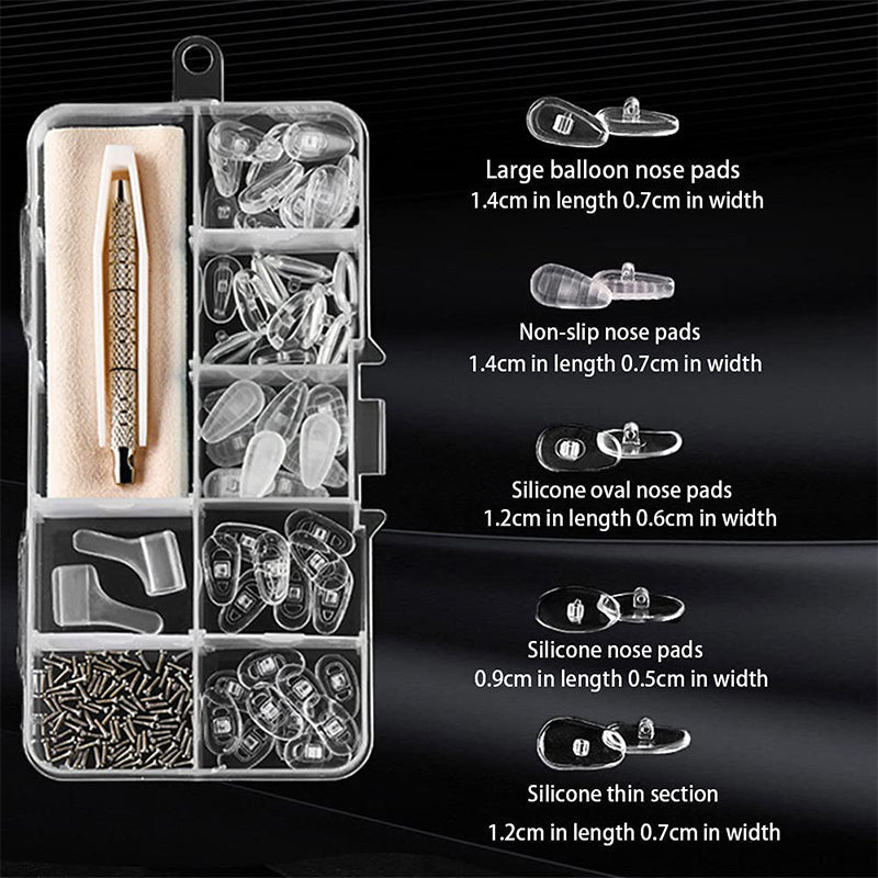 Elios Eyeglass Repair Kit | Complete Silicone Nose Pads with Screws and Tools 2