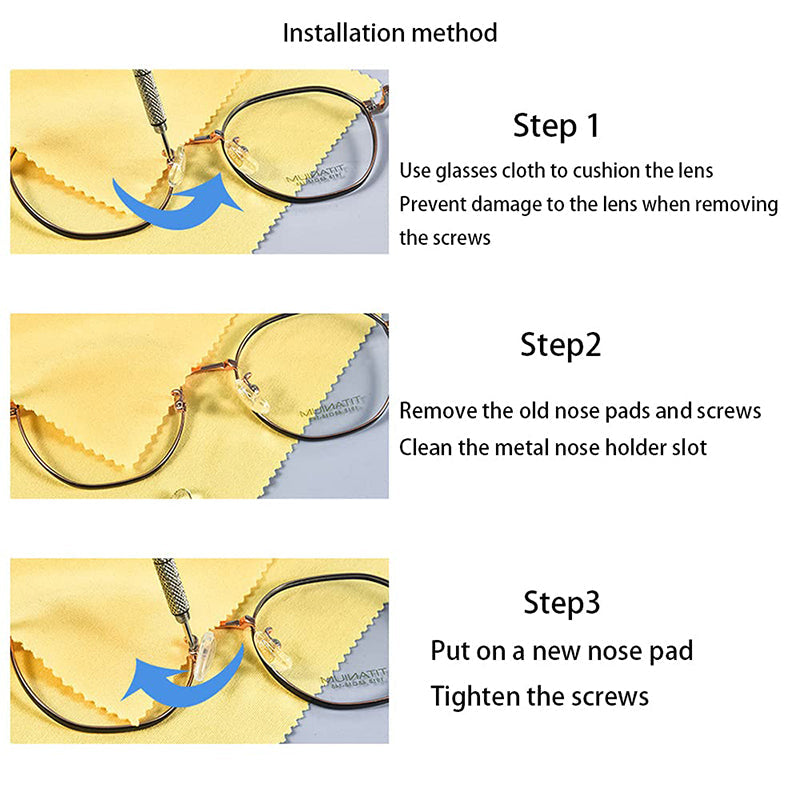 Elios Eyeglass Repair Kit | Complete Silicone Nose Pads with Screws and Tools 7