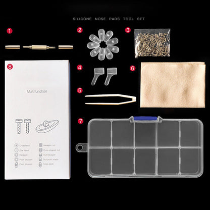 Elios Eyeglass Repair Kit | Complete Silicone Nose Pads with Screws and Tools 8