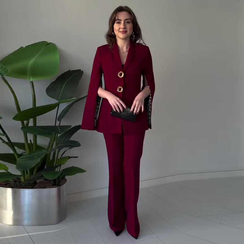 Elysia Blazer & Pants Set | Elegant Split Sleeve Design 1