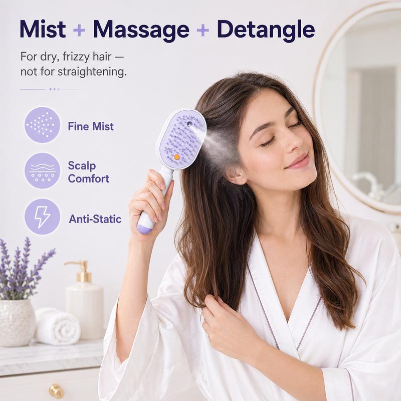 Elysia Electric Hair Brush | Dual-Action Spray & Scalp Massager 3