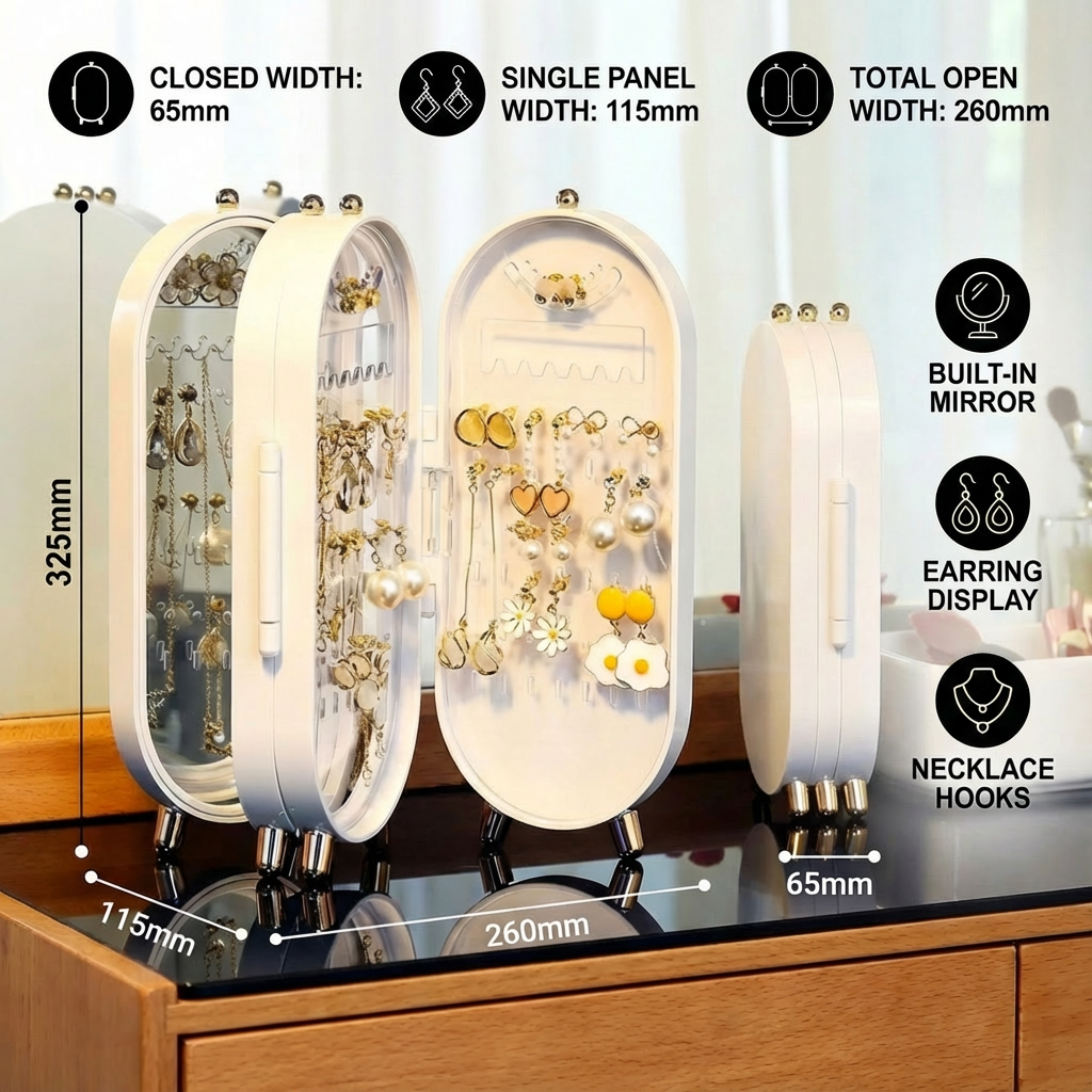 Elysian Jewelry Organizer | Elegant Travel Jewelry Case with Mirror 4
